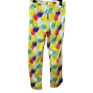 Marine Layer Allison Casual Pants Tropical Leaf Print Multicolor Yellow M NWT